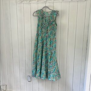J. Crew Factory Blue and Green Midi Sundress